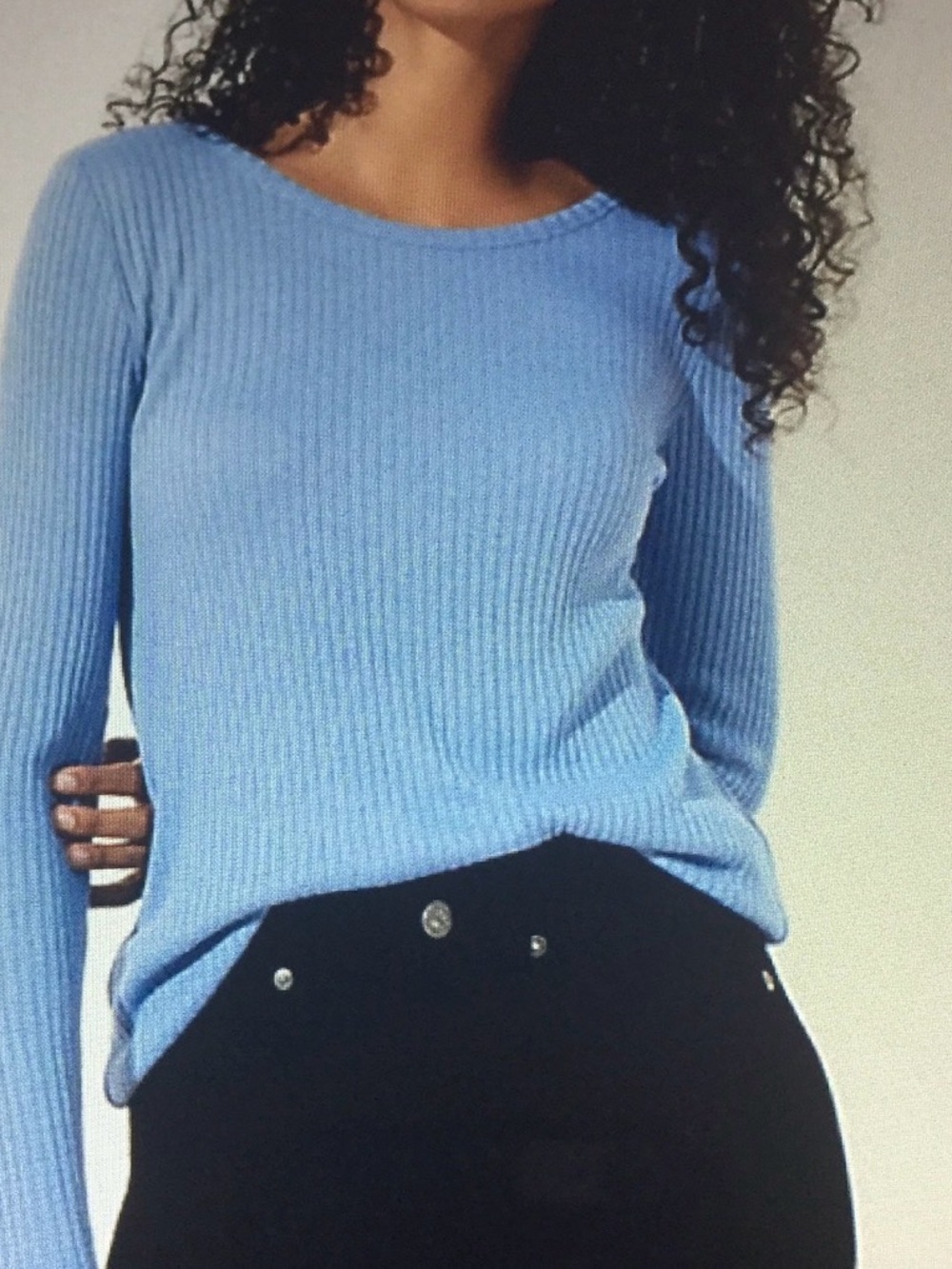 LOFT Ribbed Button Cuff Stretch Top Size L